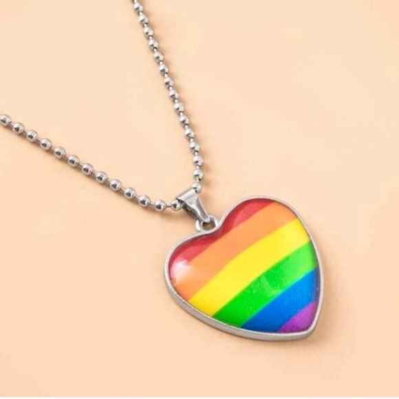 Rainbow Heart Pendant Necklace - Picture 3 of 3